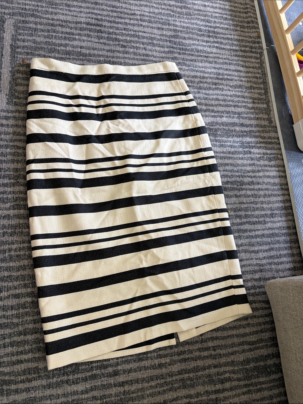 J. Crew Black and Cream Striped Pencil Skirt